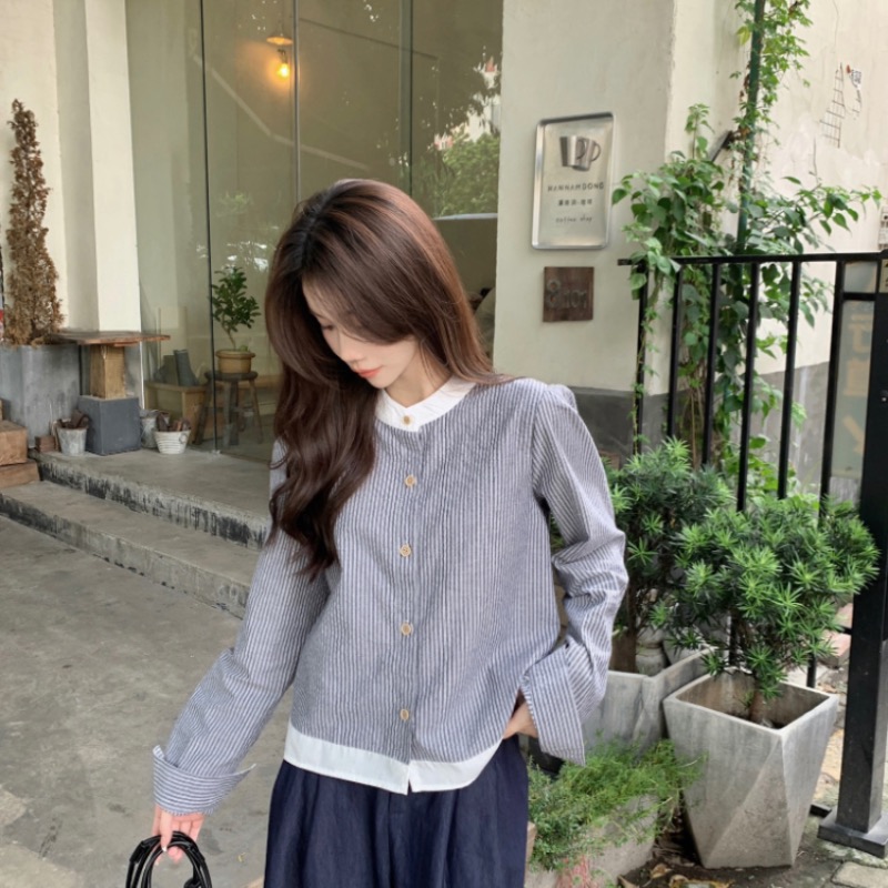 Loose retro France style shirt for women