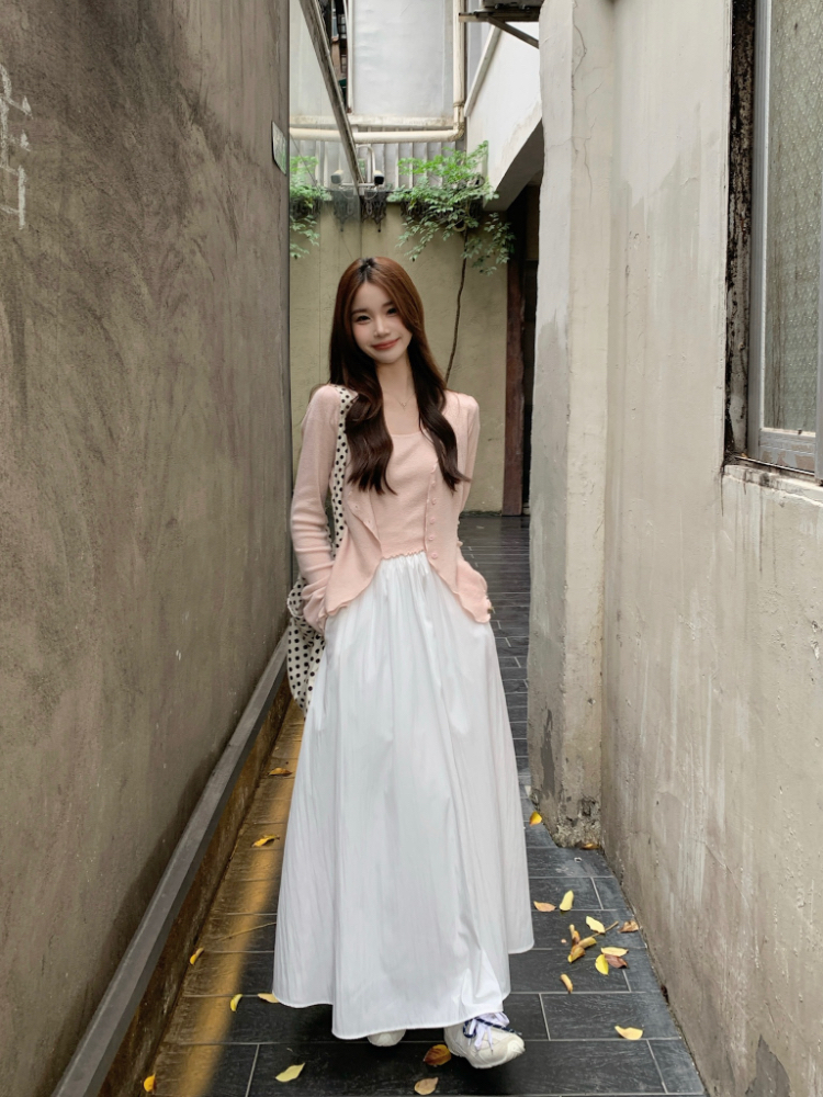 Long drape elastic Casual high waist big skirt skirt