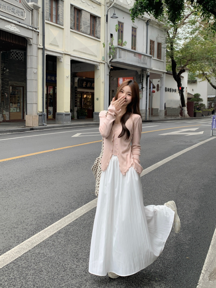 Long drape elastic Casual high waist big skirt skirt