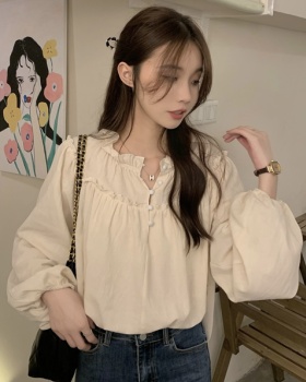 Puff sleeve wood ear shirt niche tops for women