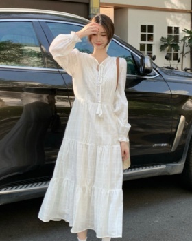 All-match spring lace collar slim temperament dress