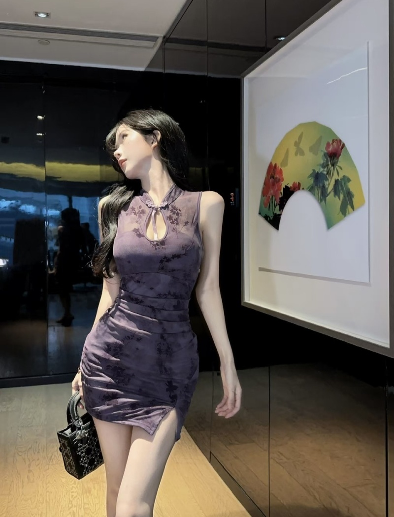 Sleeveless bottoming dress package hip cheongsam