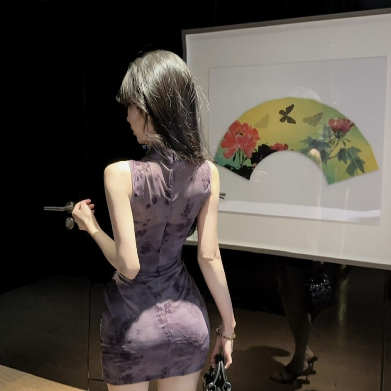 Sleeveless bottoming dress package hip cheongsam