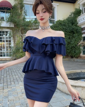 Package hip bottoming sexy short sleeve dress