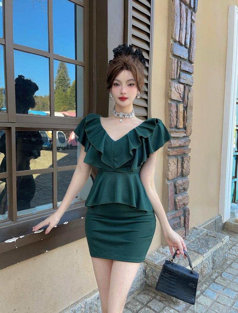 Package hip bottoming sexy short sleeve dress
