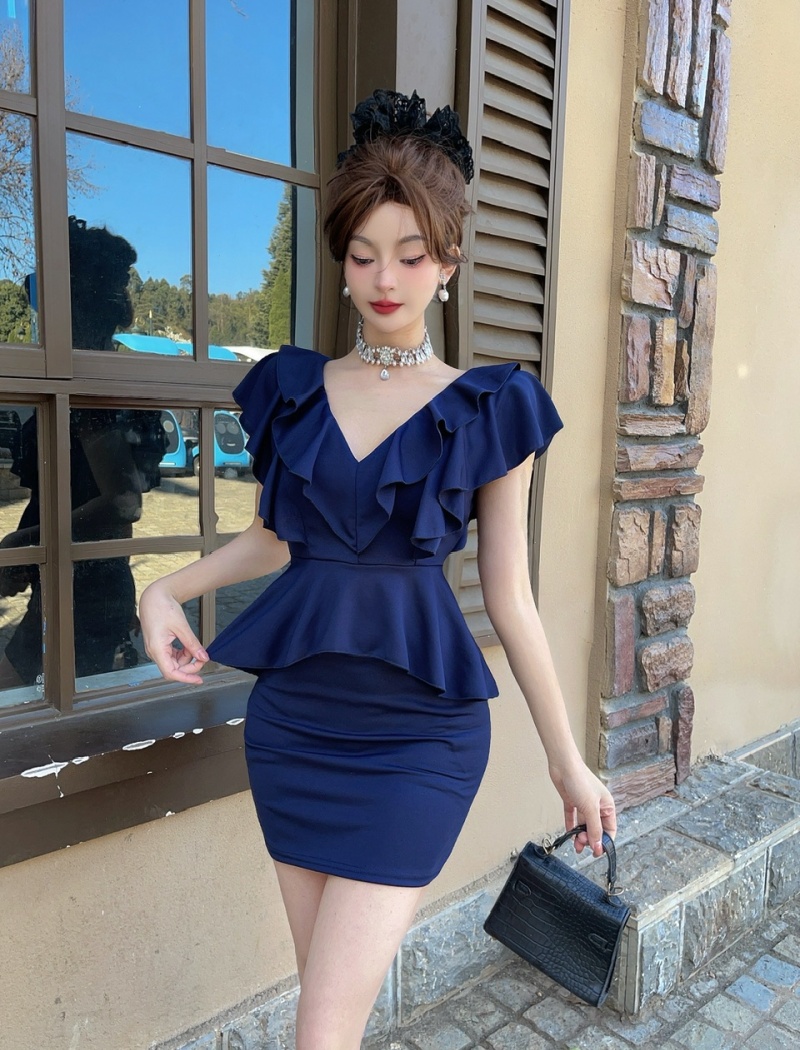 Package hip bottoming sexy short sleeve dress