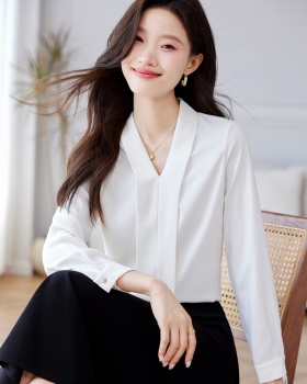 Bottoming long sleeve tops V-neck all-match shirt for women