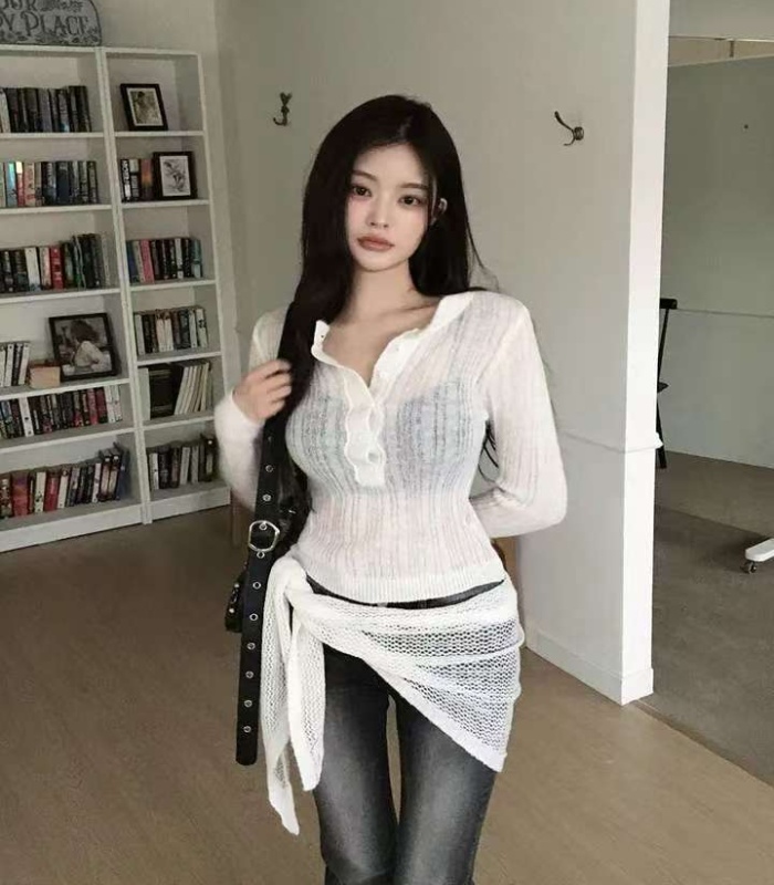 Temperament short shawl Korean style sweater 2pcs set