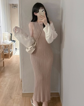 Tender sleeveless Korean style round neck dress