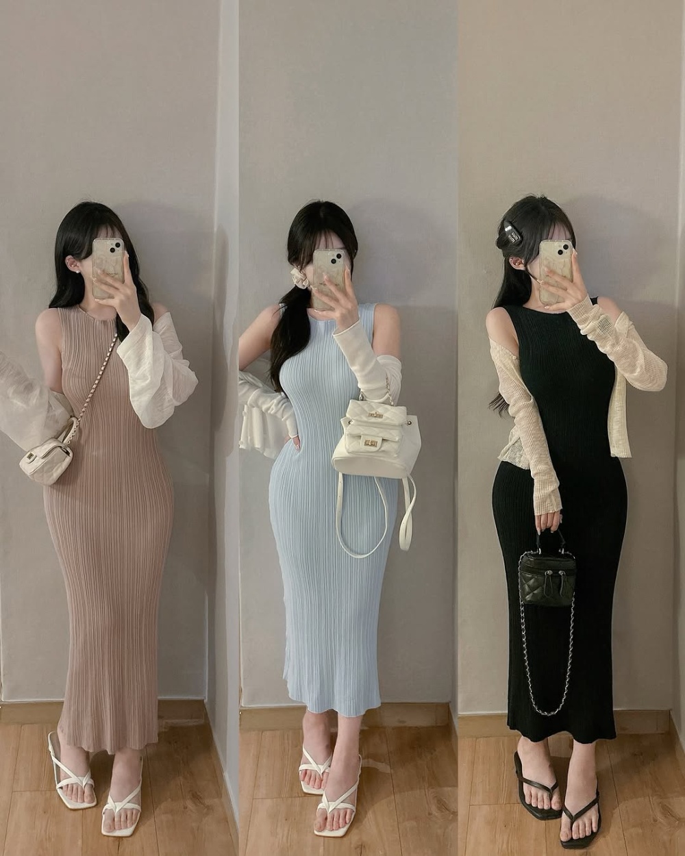 Tender sleeveless Korean style round neck dress