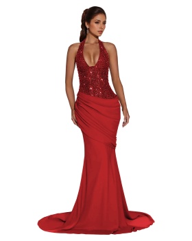 European style formal dress halter dress for women