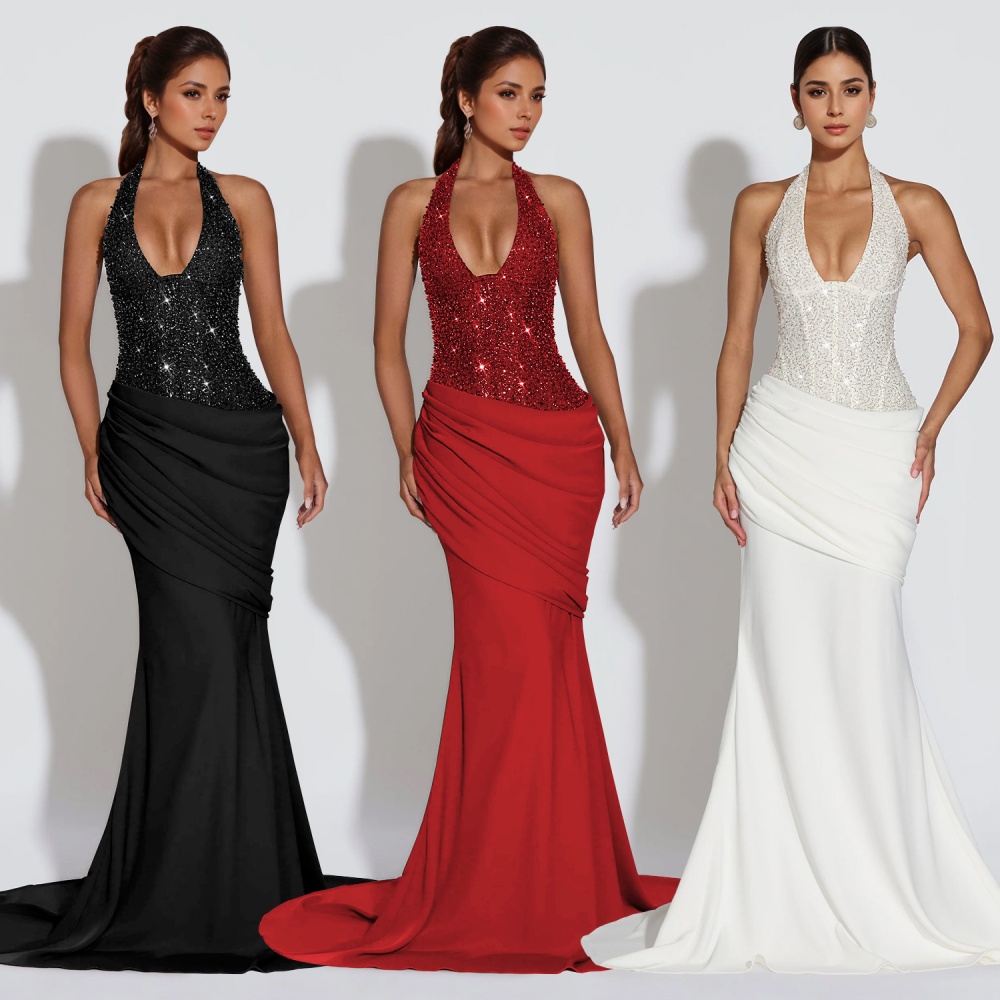 European style formal dress halter dress for women