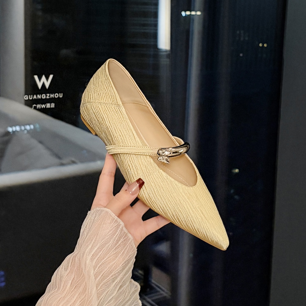 Rhinestone low shoes within increased flattie for women