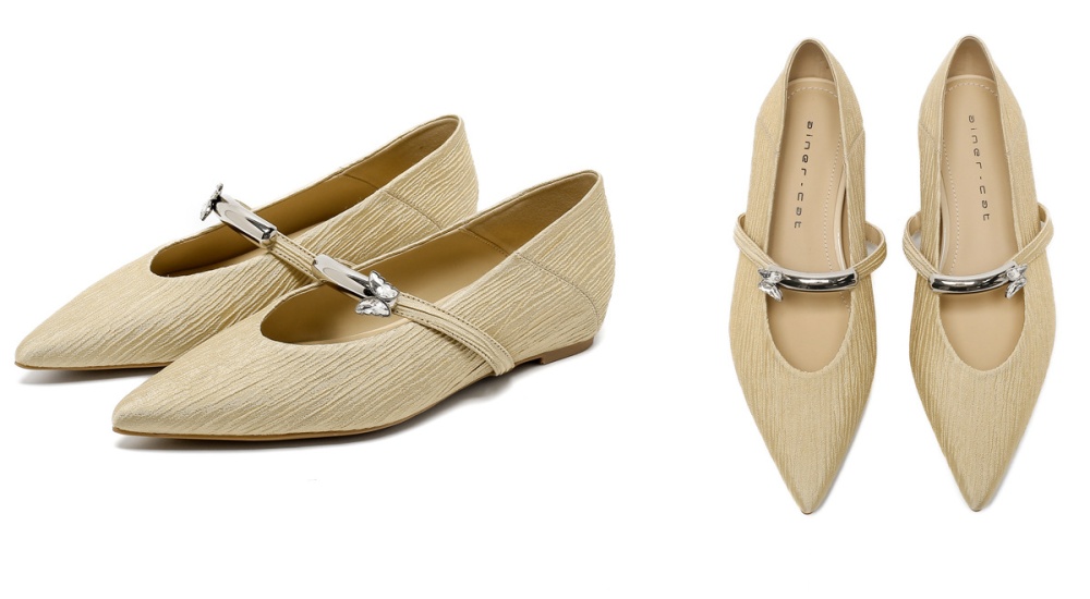 Rhinestone low shoes within increased flattie for women