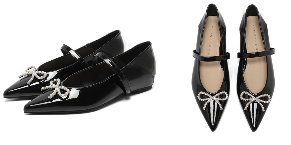 Within increased pointed flattie bow low shoes