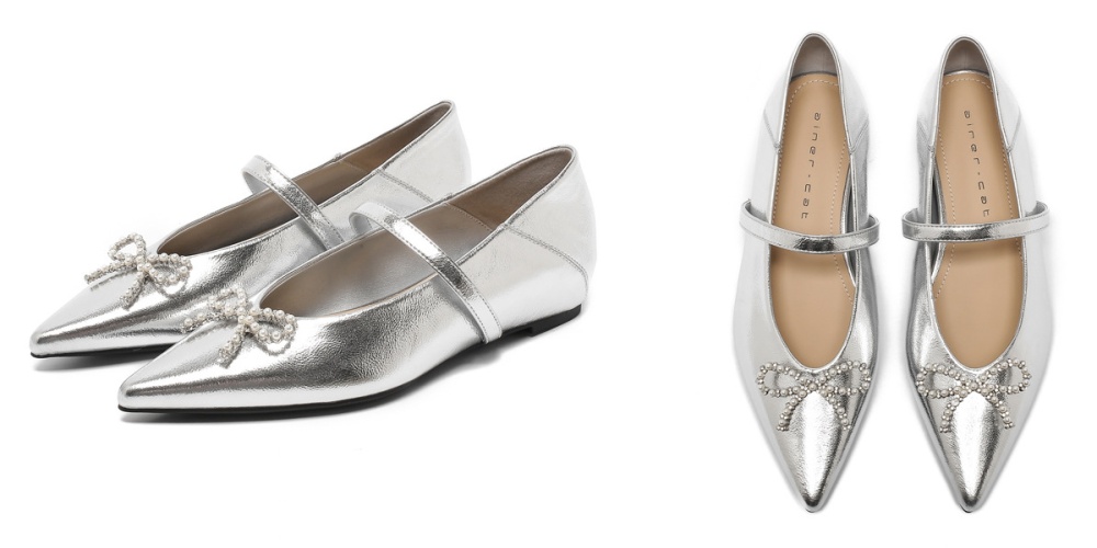 Within increased pointed flattie bow low shoes