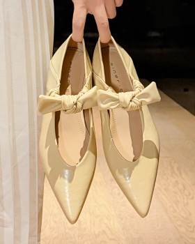 France style bow flattie pointed within increased shoes for women