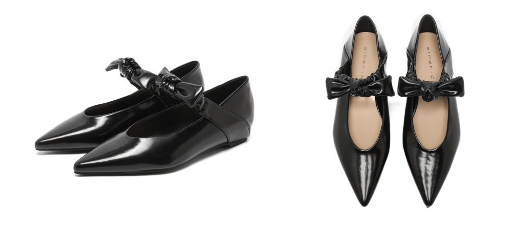 France style bow flattie pointed within increased shoes for women