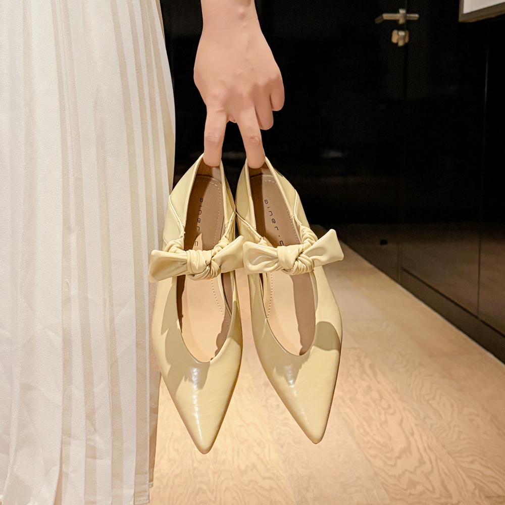 France style bow flattie pointed within increased shoes for women