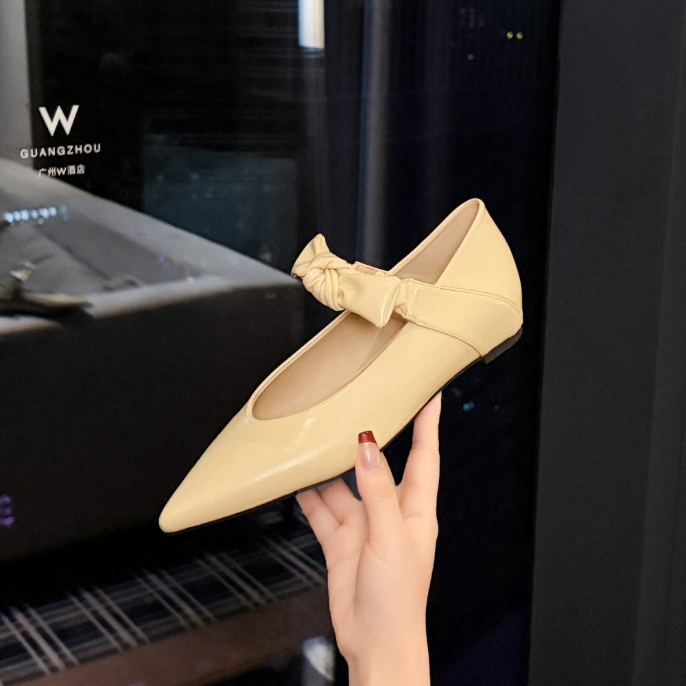 France style bow flattie pointed within increased shoes for women