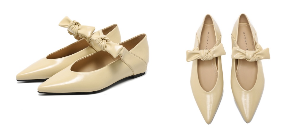 France style bow flattie pointed within increased shoes for women