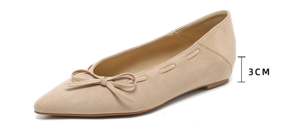 Pointed low flattie bow within increased shoes for women