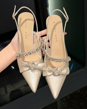 Pointed fine-root shoes France style bow sandals for women