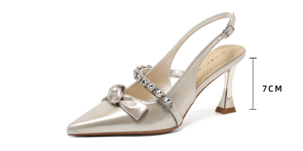 Pointed fine-root shoes France style bow sandals for women