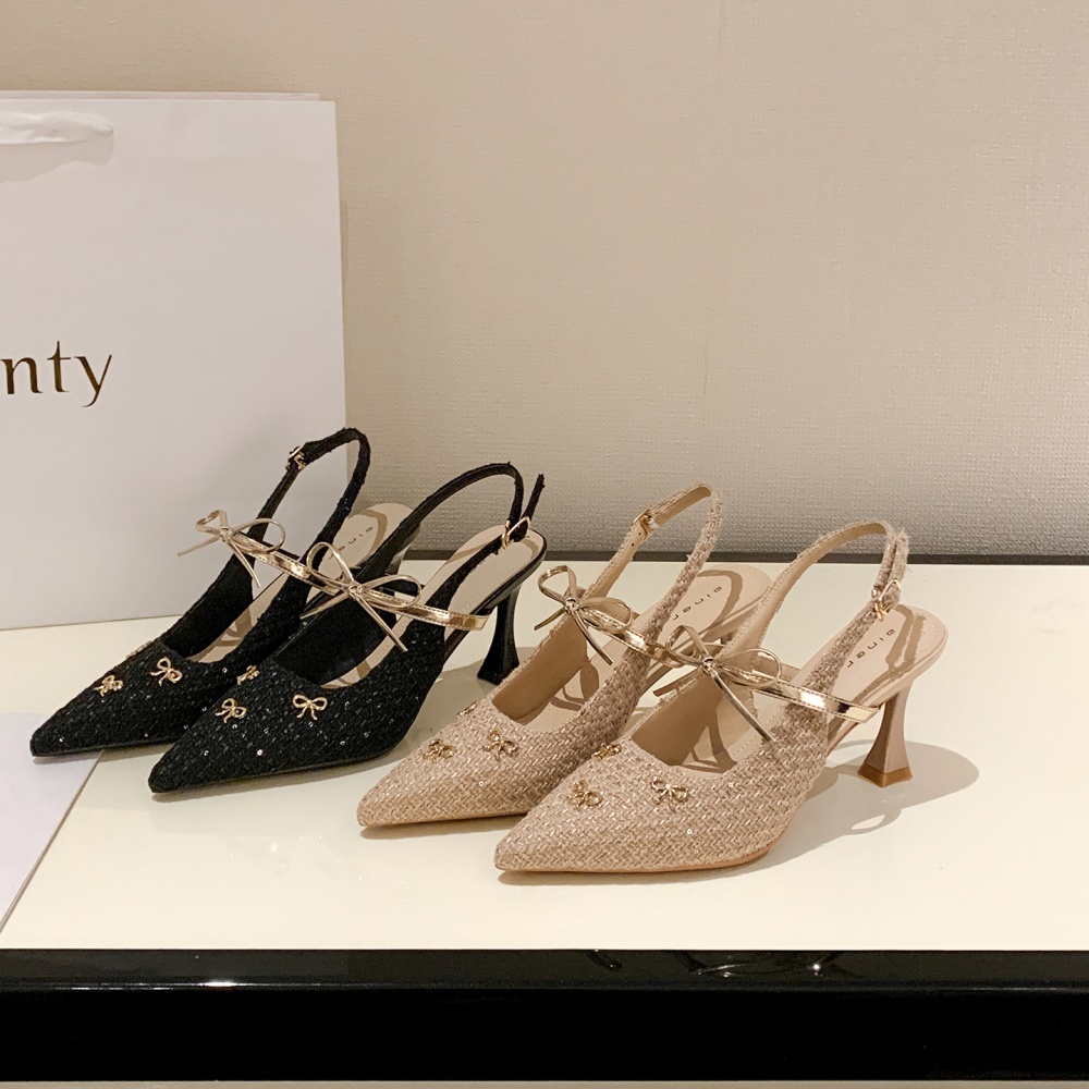 Fine-root sandals weave high-heeled shoes for women