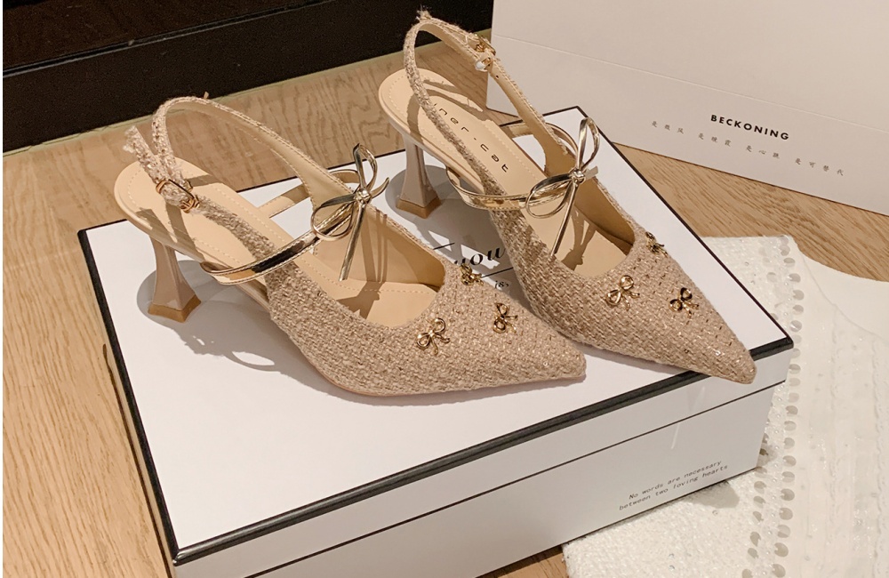 Fine-root sandals weave high-heeled shoes for women