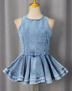 Korean style denim all-match vest spring sleeveless tops