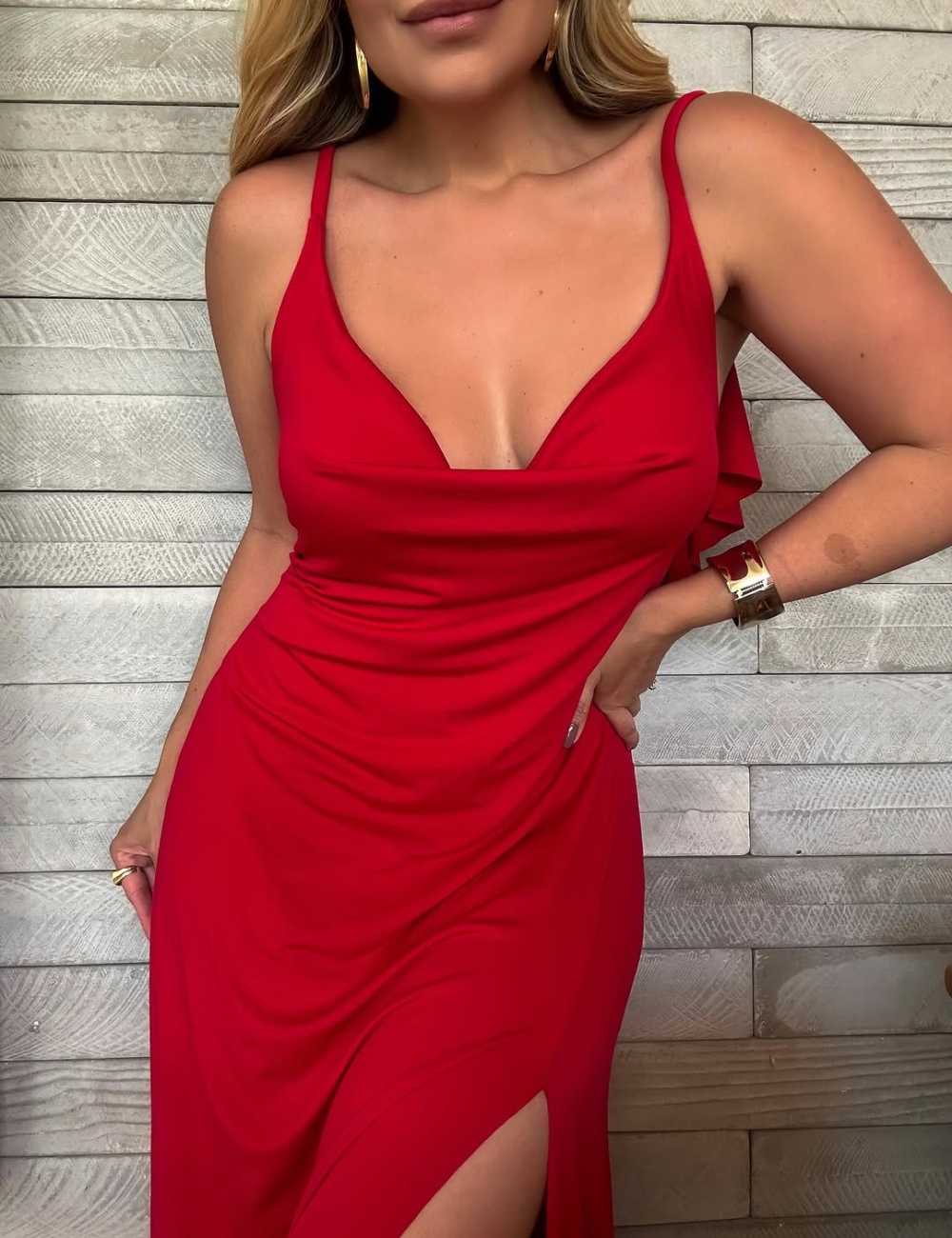 Split temperament halter elegant lace sling dress