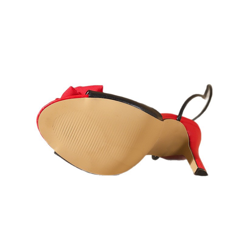 High-heeled open toe bandage fish mouth sandals for women