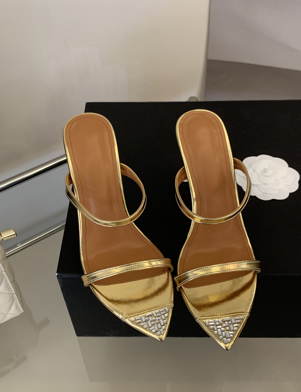 Simple high-heeled sandals large yard rhinestone slippers