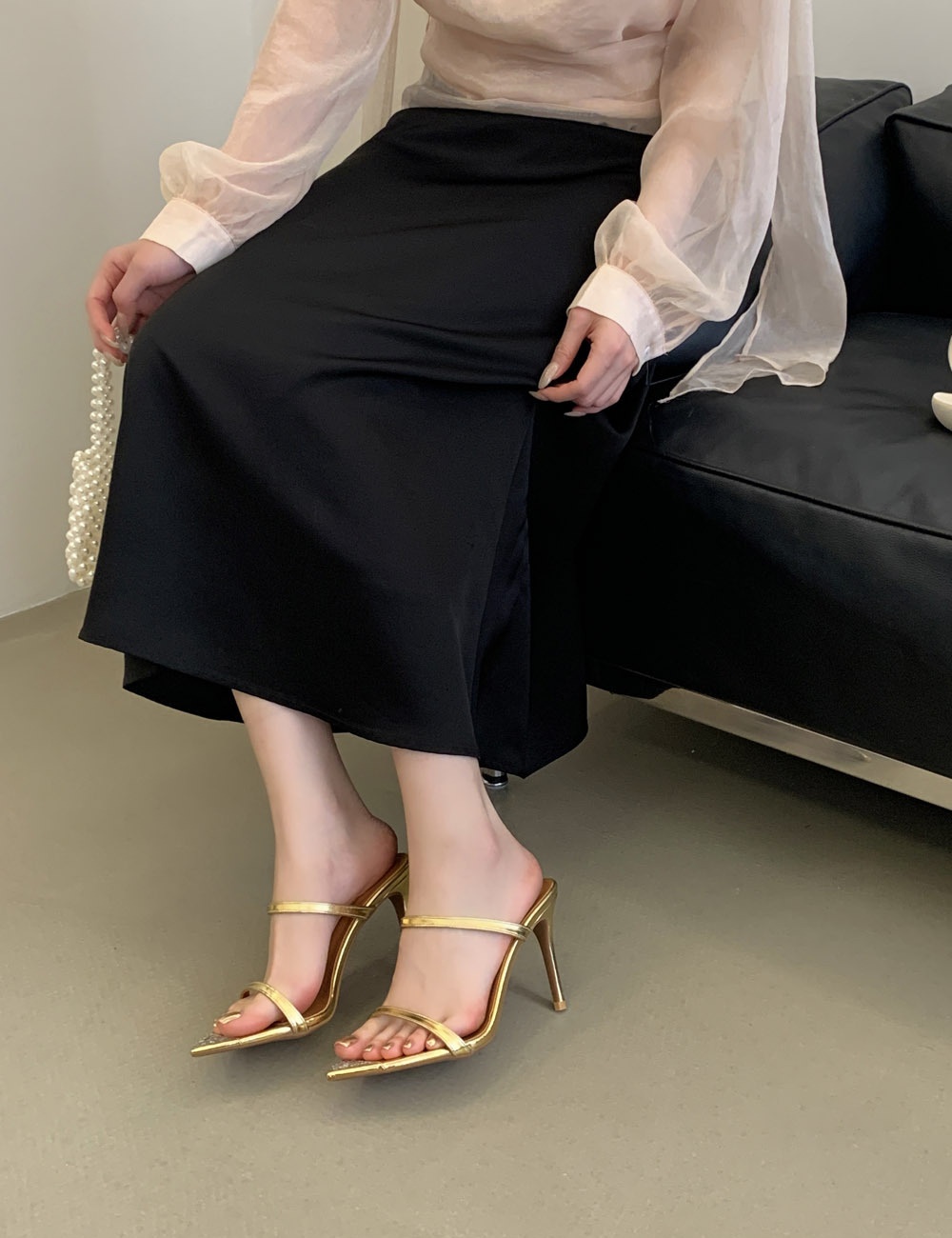 Simple high-heeled sandals large yard rhinestone slippers