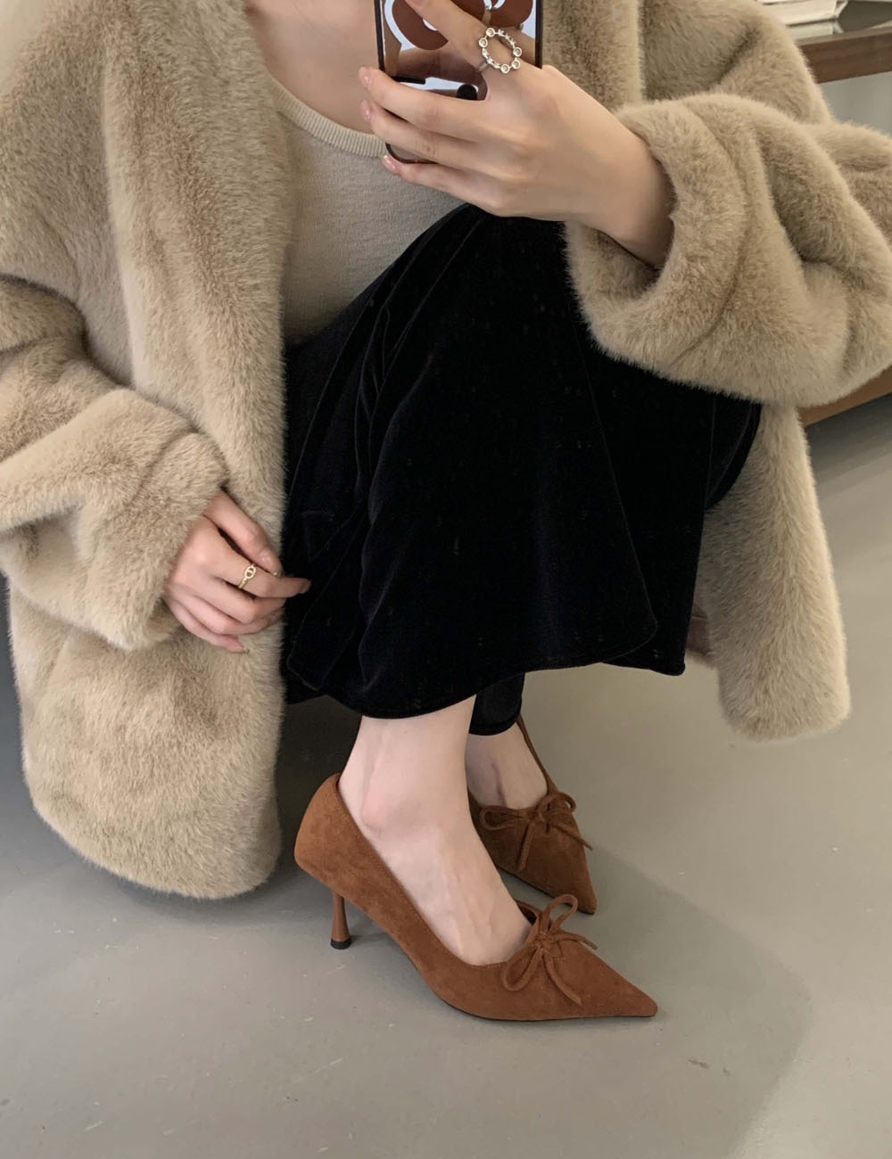 Low fine-root high-heeled shoes bow European style shoes