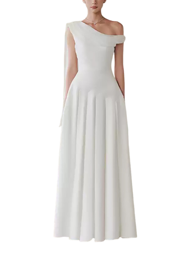 Wedding bride dress sloping shoulder formal dress for women