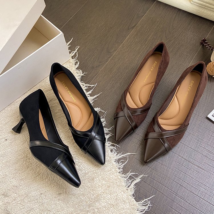Pointed France style high-heeled shoes fine-root low shoes