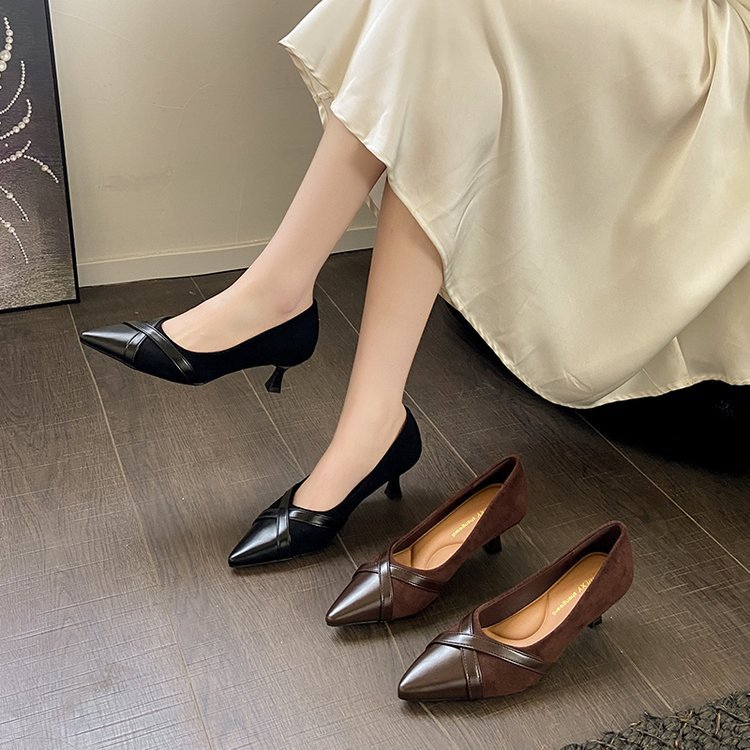 Pointed France style high-heeled shoes fine-root low shoes