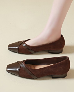 Small four seasons flattie square head lazy shoes for women