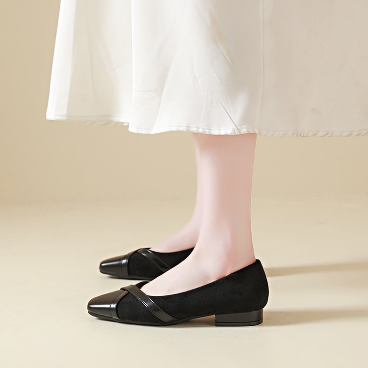 Small four seasons flattie square head lazy shoes for women