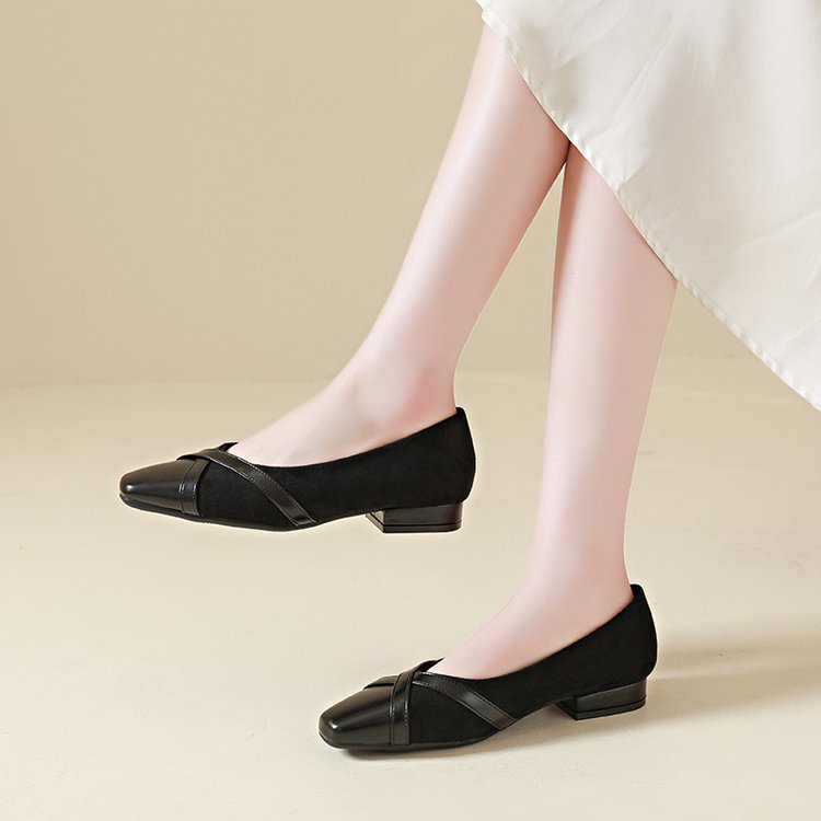 Small four seasons flattie square head lazy shoes for women