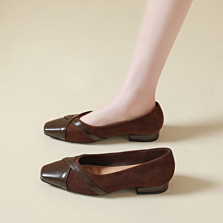 Small four seasons flattie square head lazy shoes for women