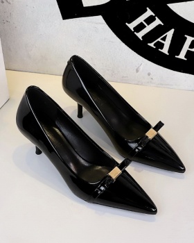 Bow shoes patent leather high-heeled shoes for women