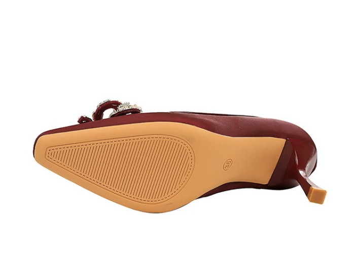 Small square head rhinestone high-heeled shoes for women