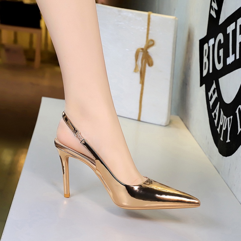 Temperament European style low stilettos sexy banquet shoes