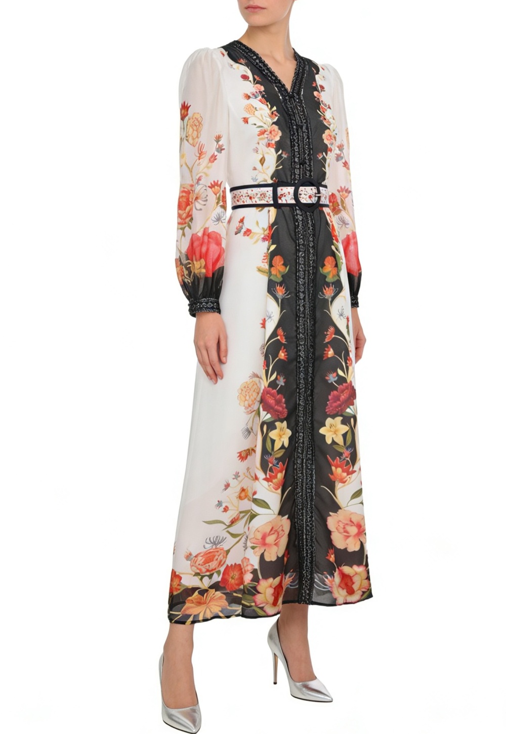 Spring and summer painting long splice lace dress