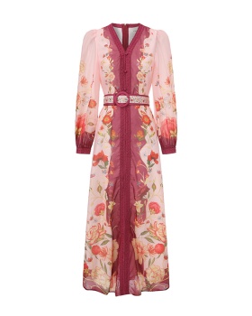 Printing long flowers spring and summer painting dress