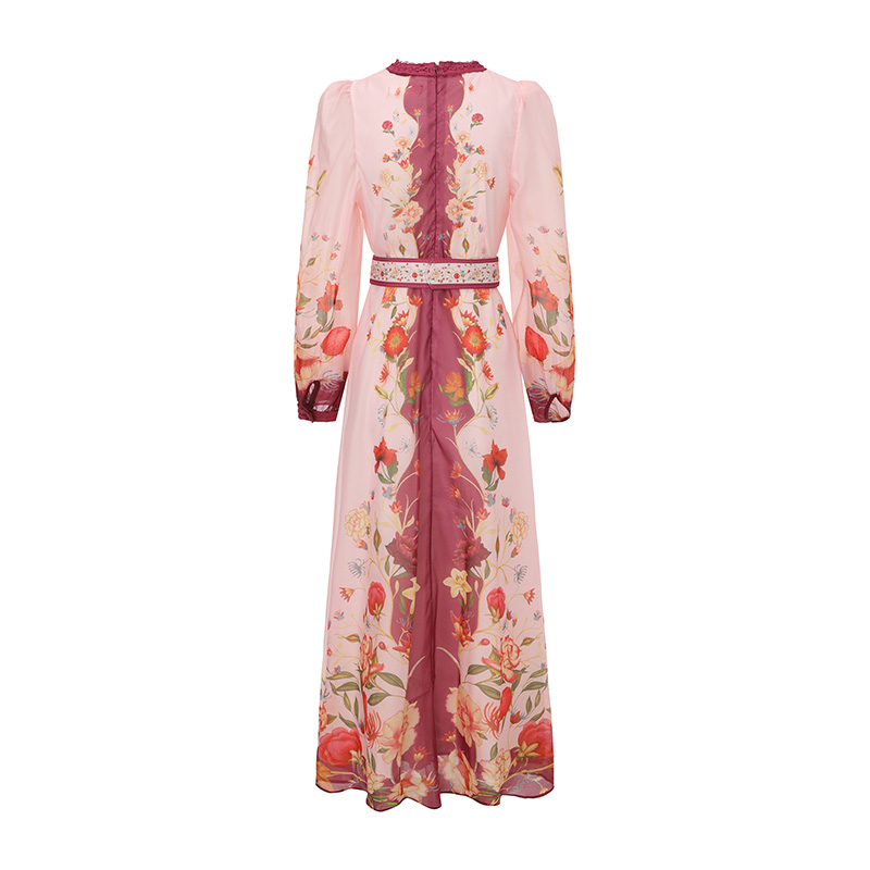 Printing long flowers spring and summer painting dress