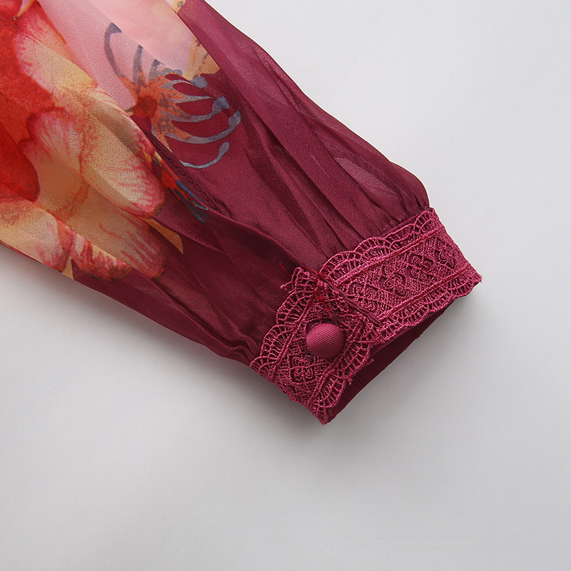 Printing long flowers spring and summer painting dress